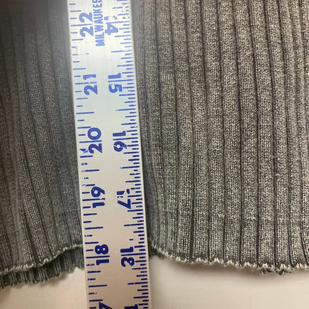 Miou Muse Ribbed Knit Sweater Womens Small Grey Excellent Cotton Long Sleeve T29